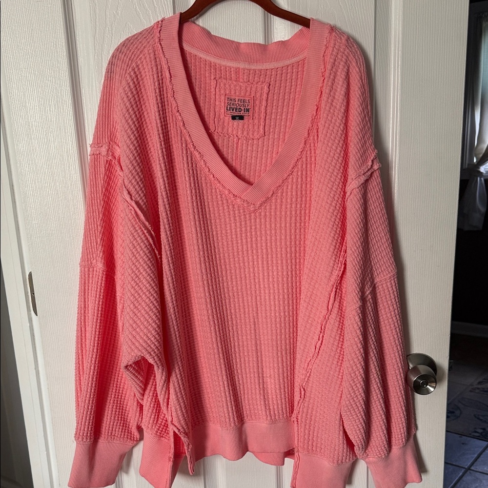 American Eagle Outfitters Coral V-Neck Sweater